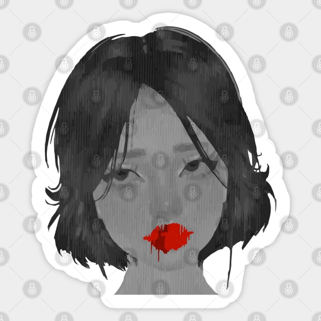 Anime girl's face Sticker by Right-Fit27